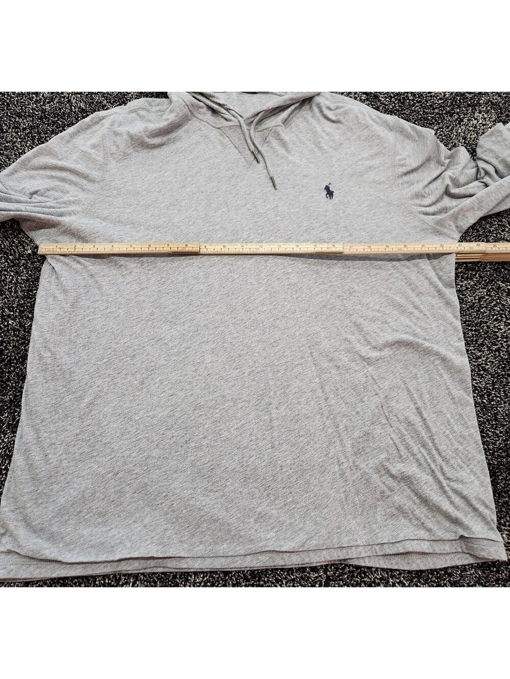 Polo Ralph Lauren Men Gray Hoodie Pullover Long Sleeve Pony Light Weight Size XL - Picture 2 of 10
